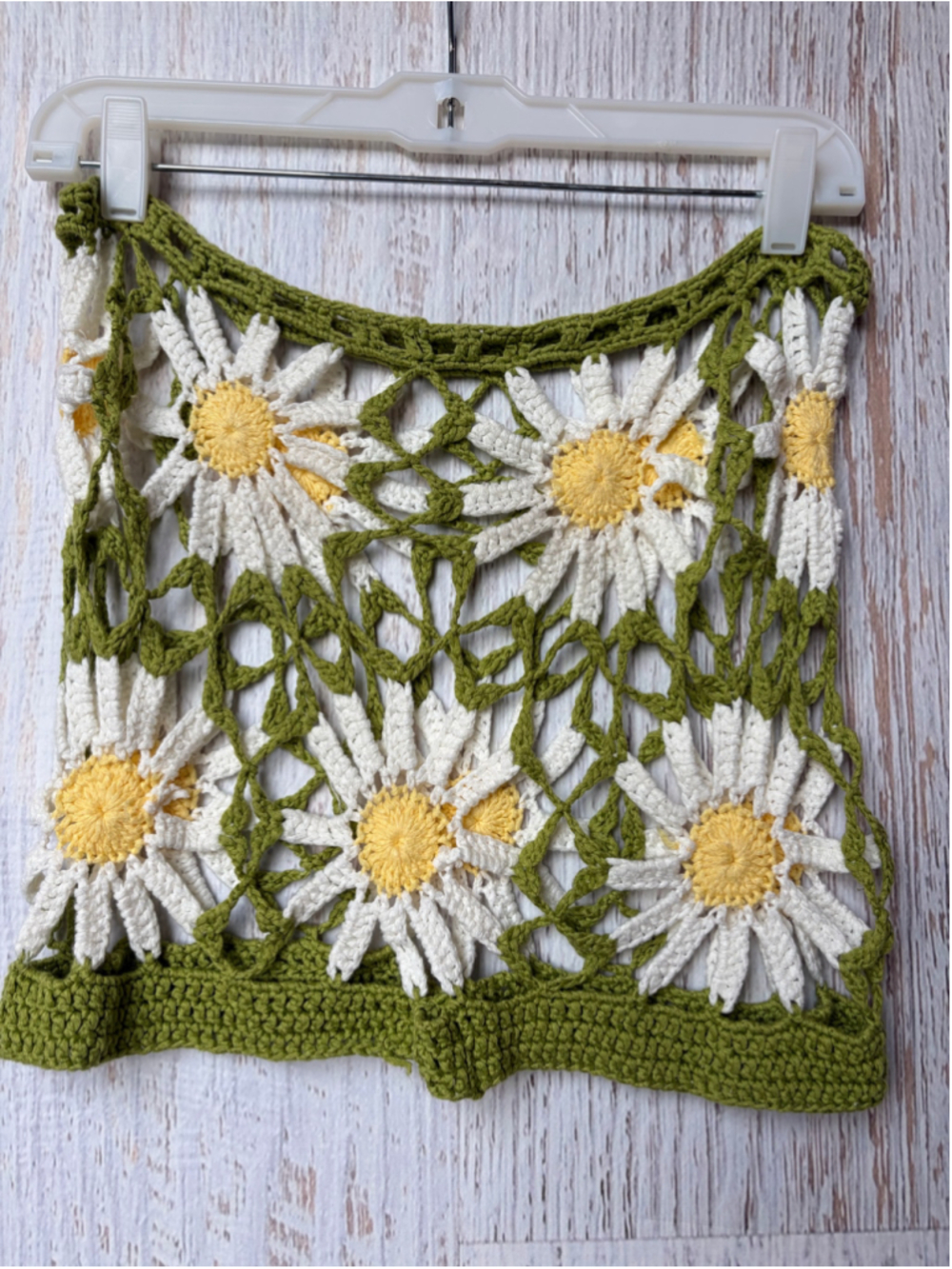 Women's Unbranded Crochet Daisy Crop Top and Shorts set Size S, Green and White - Picture 6 of 6